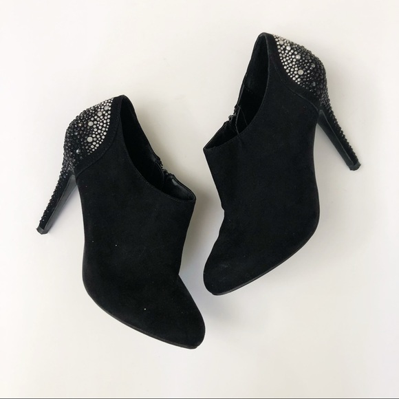 🚫 SOLD Aldo Suede Leather Rhinestone Heel Booties 7.5 - Picture 3 of 9